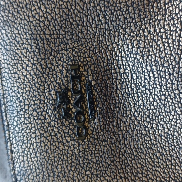 COACH 33736 MEDIUM SIZE GOLD, BLACK LEATHER METALIC HANDBAG - Picture 12 of 12